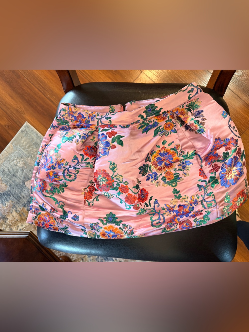 Free People Pink Floral Embroidered Mini Skirt